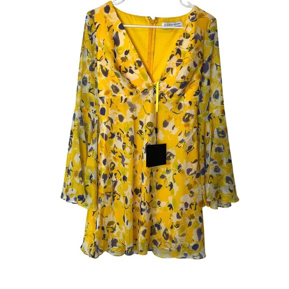 NWT. Ieena for Mac Duggal 70207 Bell Sleeve Floral Print Dress Size 6 - Picture 4 of 13